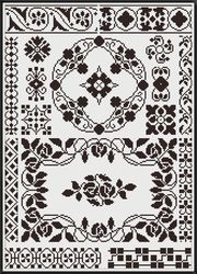 pdf cross stitch blackwork pattern - counted monochrome antique embroidery pattern - reproduction vintage sampler - 009