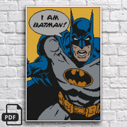 batman cross stitch pattern, dc comics cross stitch, digital pdf