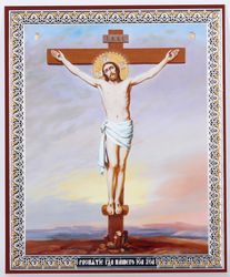 jesus dies on the cross at calvary icon | orthodox gift | free shipping from the orthodox store