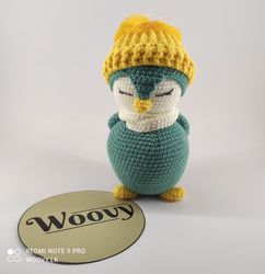 woovy crochet harbor blue amigurumi penguin doll with scarf & hat