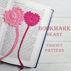 bookmark heart crochet gift valentines day - crochet bookmark tutorial - gift for book lovers