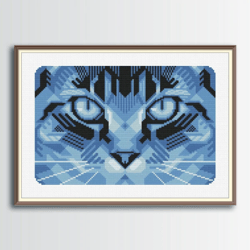 cat face cross stitch pattern 1, animals cross stitch, digital pdf