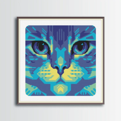 cat face cross stitch pattern 2, animals cross stitch, digital pdf
