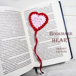 bookmark heart  crochet valentines day- crochet bookmark tutorial - gift for book lovers