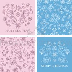 card pattern set folk vector illustration seamless pattern