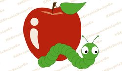 Apple with caterpillar svg Apple clipart Caterpillar svg Apple png Caterpillar png Teacher apple svg Fruit svg