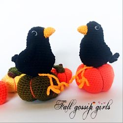 crow and pumpkins. crochet pattern