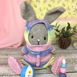 cute stuffed plush bunny in overalls