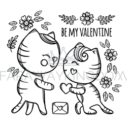 cat makes marriage proposal valentine vector illustration set
