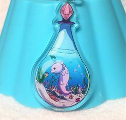 axolotl in a bottle acrylic keychain