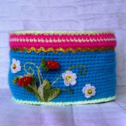 crocheted basket, crochet handmade hand basket, basket for small things