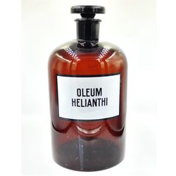 vintage pharmacy glass bottle oleum helianthi chemical glass