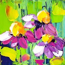 daisies painting floral original art pink daisy impasto oil painting flowers artwork