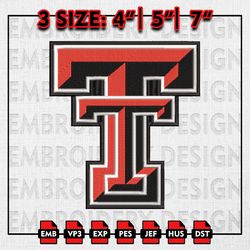 texas tech red raiders football team embroidery file, ncaaf teams embroidery designs, college football, machine embroide