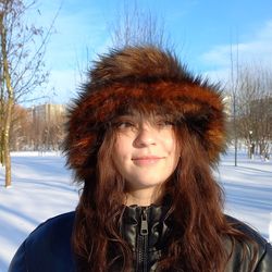 ginger faux fur bucket hat. festival fuzzy hat. ginger with black fluffy hat. rave bucket hat. brown shaggy hat.