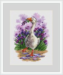 lavender cross stitch pattern goose cross stitch pattern flower cross stitch pattern spring cross stitch pattern