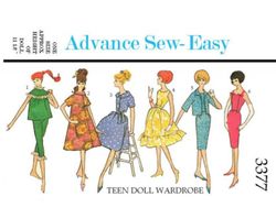 digital vintage patterns advance for barbie doll and fashion dolls 11 1\2 inches