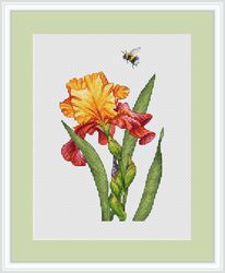 iris cross stitch pattern flower cross stitch pattern garden cross stitch pattern summer cross stitch pattern