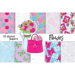 spring flowers digital papers | summer planner graphics pack