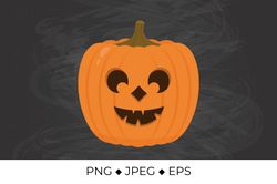 Smiling Halloween pumpkin face.  Cute cartoon Jack-o-Lantern