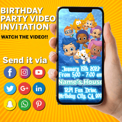 bubble guppies invitation, bubble guppies video invitation, bubble guppies invite, bubble guppies birthday