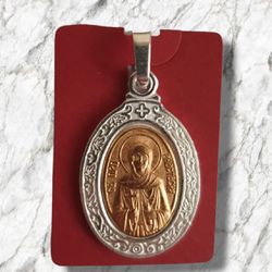 saint anastasia christian medallion plated with gold and silver handmade free shipping