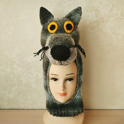 wolf hat pattern, wolf hat knitting pattern pdf, wolf knitting pattern, balaclava knitting pattern, knit hat pattern