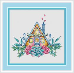 house cross stitch pattern succulent cross stitch pattern flower cross stitch pattern home sweet home cross stitch