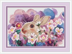 bunny cross stitch pattern rabbit cross stitch pattern flower cross stitch pattern summer cross stitch pattern