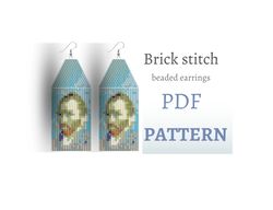 van gogh earring pattern for beading - brick stitch pattern for beaded fringe earrings - instant download. wearable art
