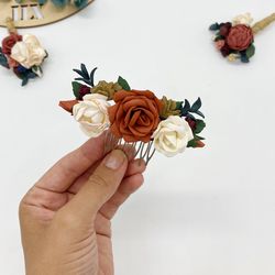 fall floral hair comb. wedding hair accessories. prom hair accessories. hair comb with flowers.