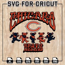 Chicago Bears Grateful Dead Svg, Dancing Bears Svg, Bears NFL SVG, Dancing Bears NFL, NFL Teams, Instant Download