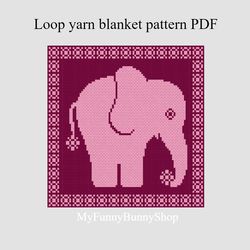 loop yarn finger knitted pink elephant blanket pattern pdf download