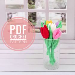 tulip easy crochet pattern. amigurumi flower tutorial. toystaty