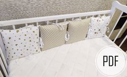 crib bumper pillows pattern, crib bumper cushion pattern, cot pillow pattern, crib pillow set, crib bumper set pattern,