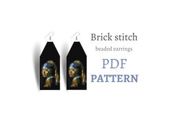 earring pattern for beading - brick stitch pattern for beaded fringe earrings  wearable art - jan vermeer