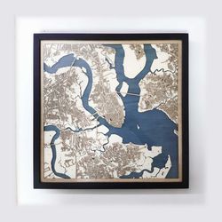 charleston wooden map - laser engraved