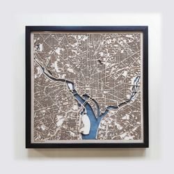 washington wooden map - laser engraved