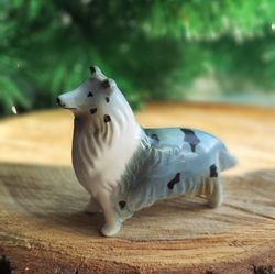 figurine merle collie, sheltie ceramics, statuette souvenir russianartdogs