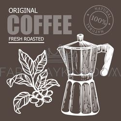 coffee maker design sticker label vector illustration set