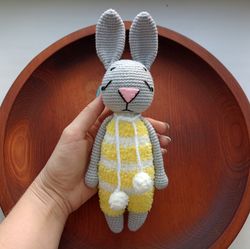 easter bunny plush toy, stuffed bunny animal, amigurumi bunny as a gift, organic baby toys, comforter toy bunny