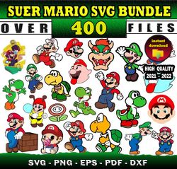 400 SUPER MARIO SVG BUNDLE - svg, png, dxf files for print & cricut