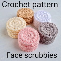 crochet face scrubbies pattern pdf, reusable cotton pads, diy crochet kits, zero waste makeup remover, mothers gift