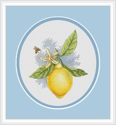 lemon cross stitch pattern flower cross stitch pattern fruit cross stitch pattern summer cross stitch pattern