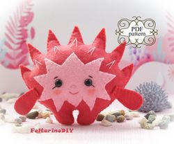 Felt toy patterns, Sea creatures, Felt sea animals pattern, PDF felt pattern, Felt sewing pattern