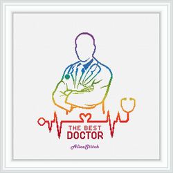 cross stitch pattern medicine doctor silhouette heart cardiogram rainbow medical counted crossstitch patterns pdf