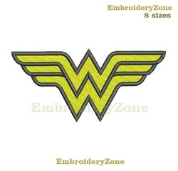 wonder woman embroidery design (filled), wonderwoman machine embroidery, wonder woman pattern, superhero 8 sizes