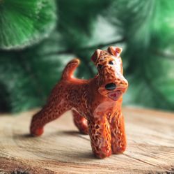 figurine irish terrier dog ceramics handmade, statuette porcelain