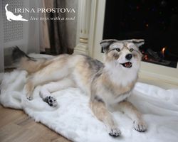 Wolf realistic plush animals. Ooak toy. Wolf stuffed toy