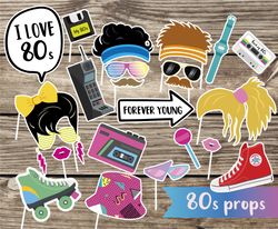 80ties photo props - fun adult photo props - printable photo props for 80ties retro party